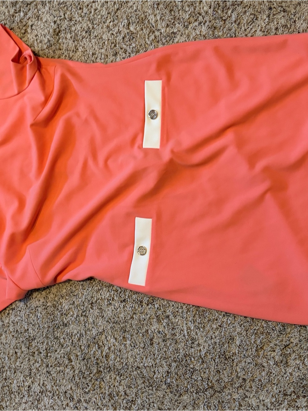 Women's Coral Short-Sleeve Top with Contrast Button Details